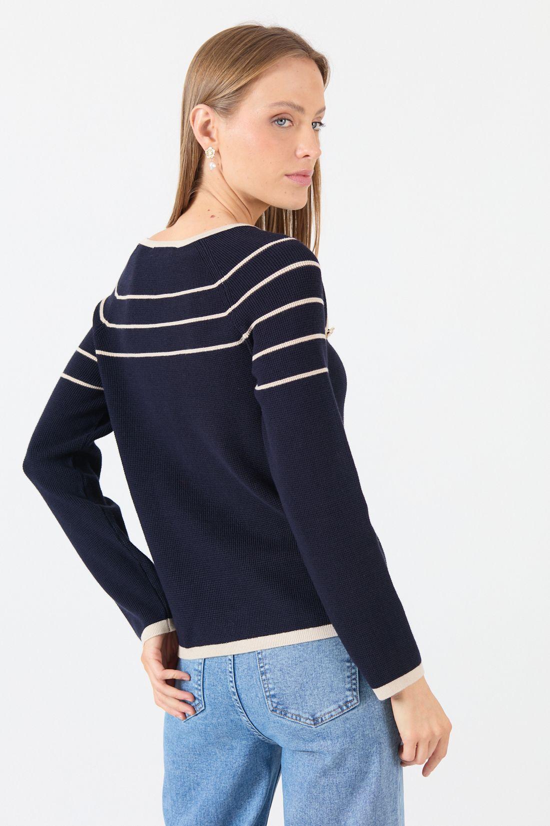 Sweater Con Rayas Azul Cod 5414706-4