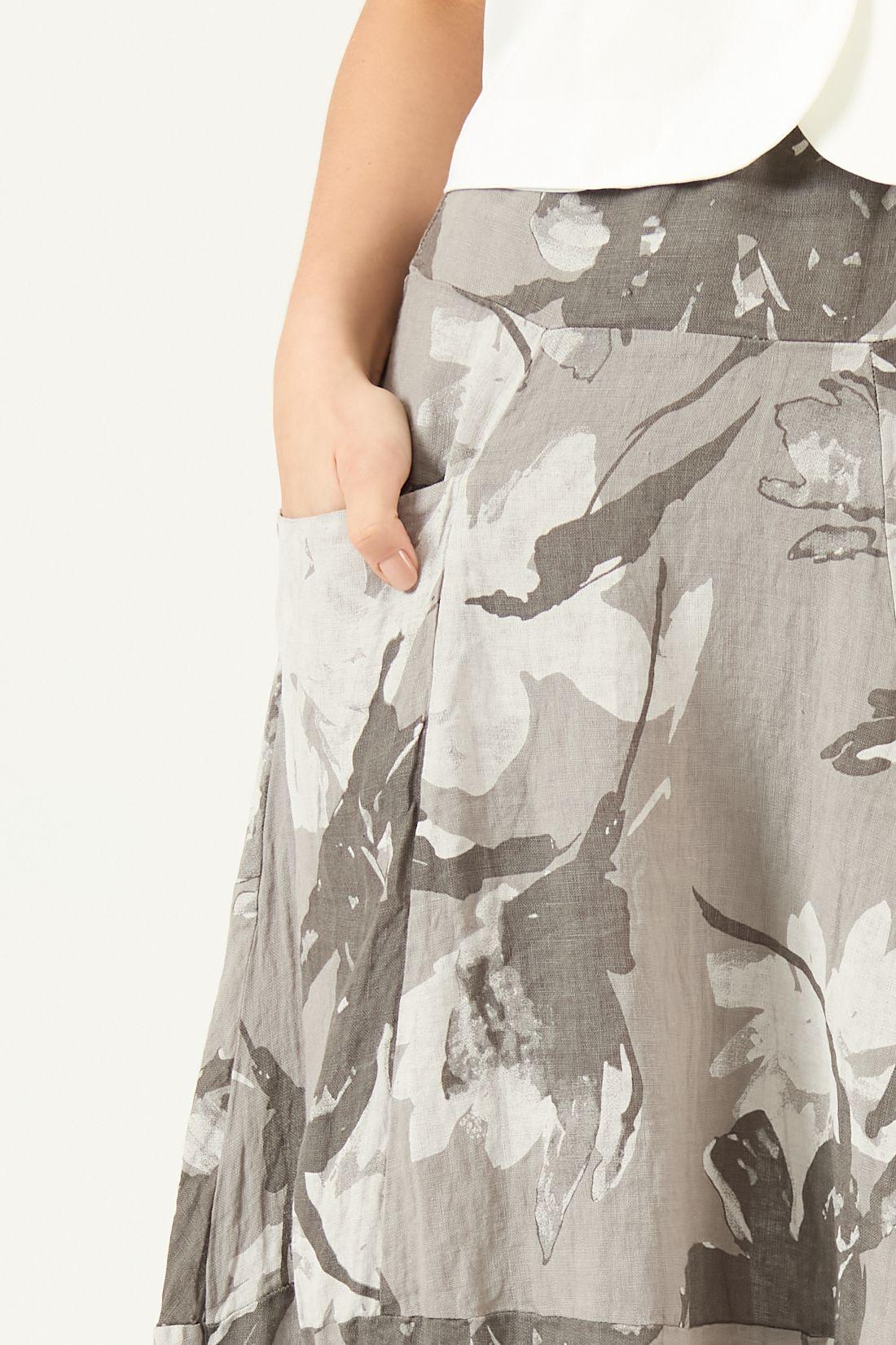 Falda De Lino Estampada Vison Cod 5008785-2