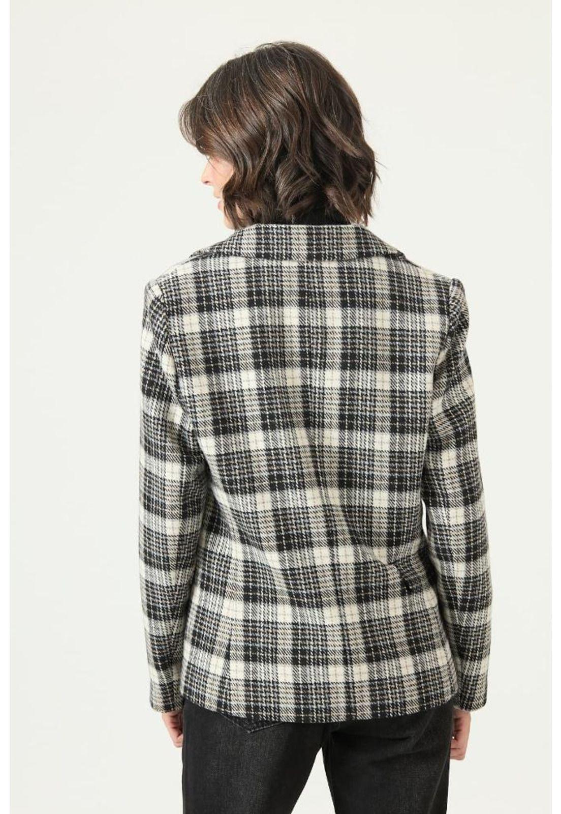 Chaqueta con wool blend negra cuadros PRIVILEGE 2704-4
