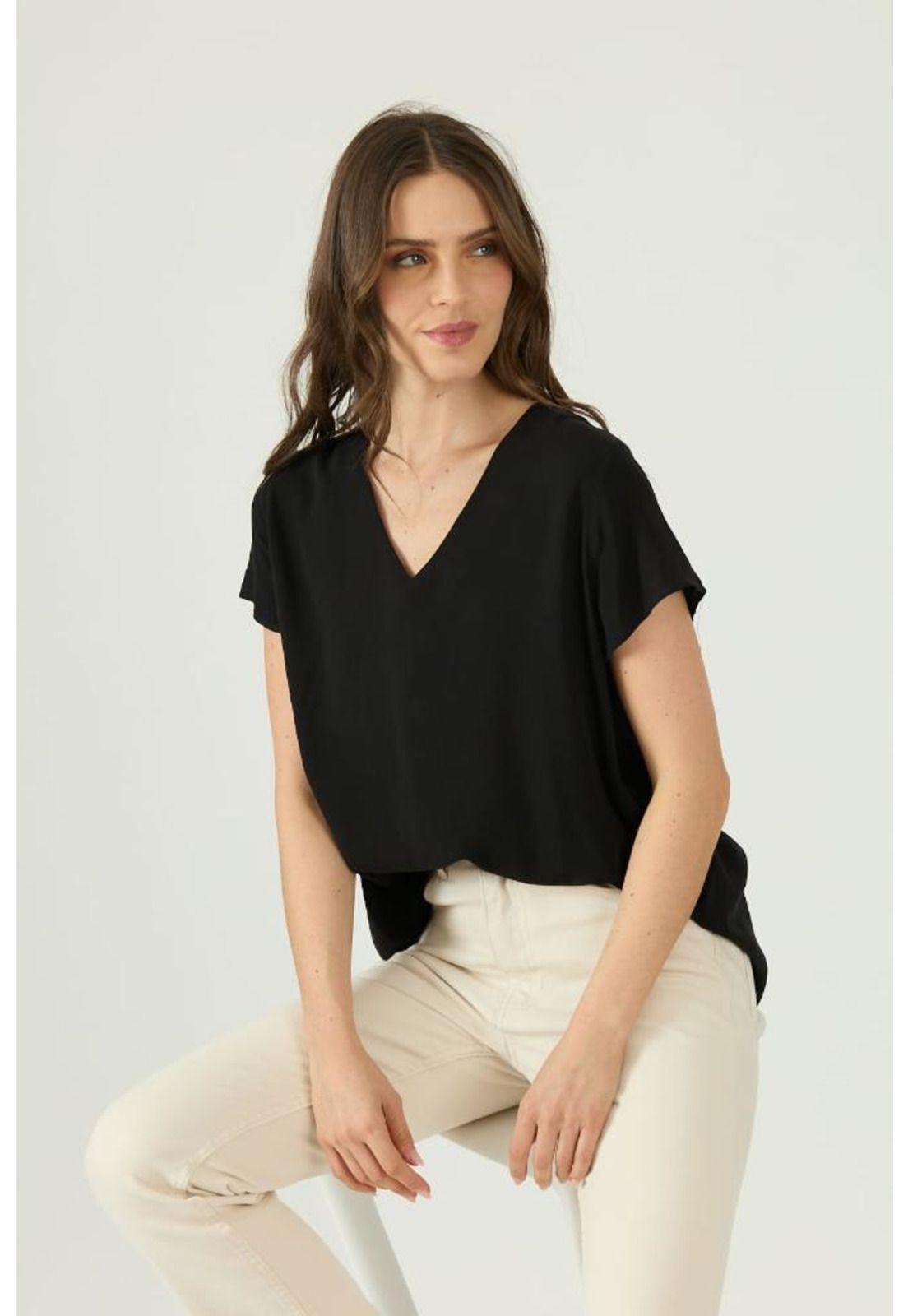 Blusa negra estampada PRIVILEGE 1611-0