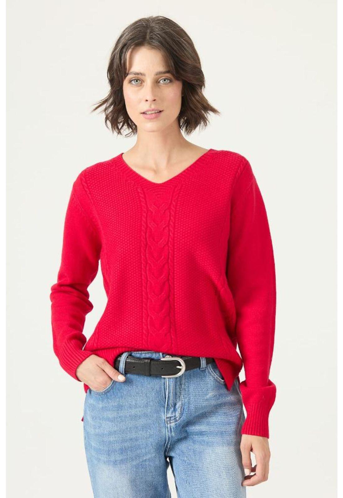 Sweater rojo trenzas PRIVILEGE 2775-2