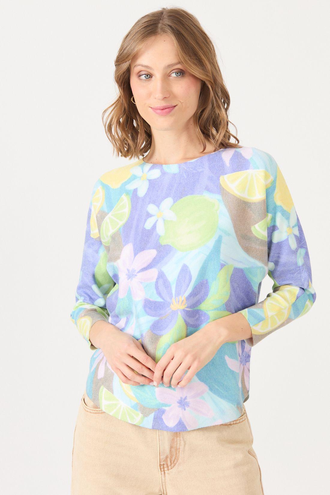 Sweater Estamplado Azul Cod 5414306-2