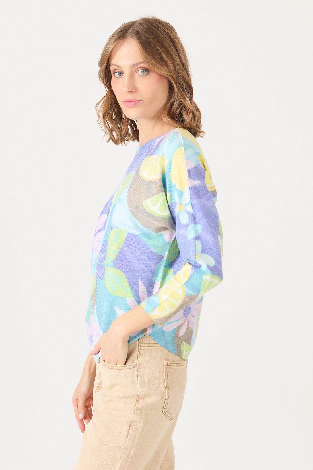 Sweater Estamplado Azul Cod 5414306-3