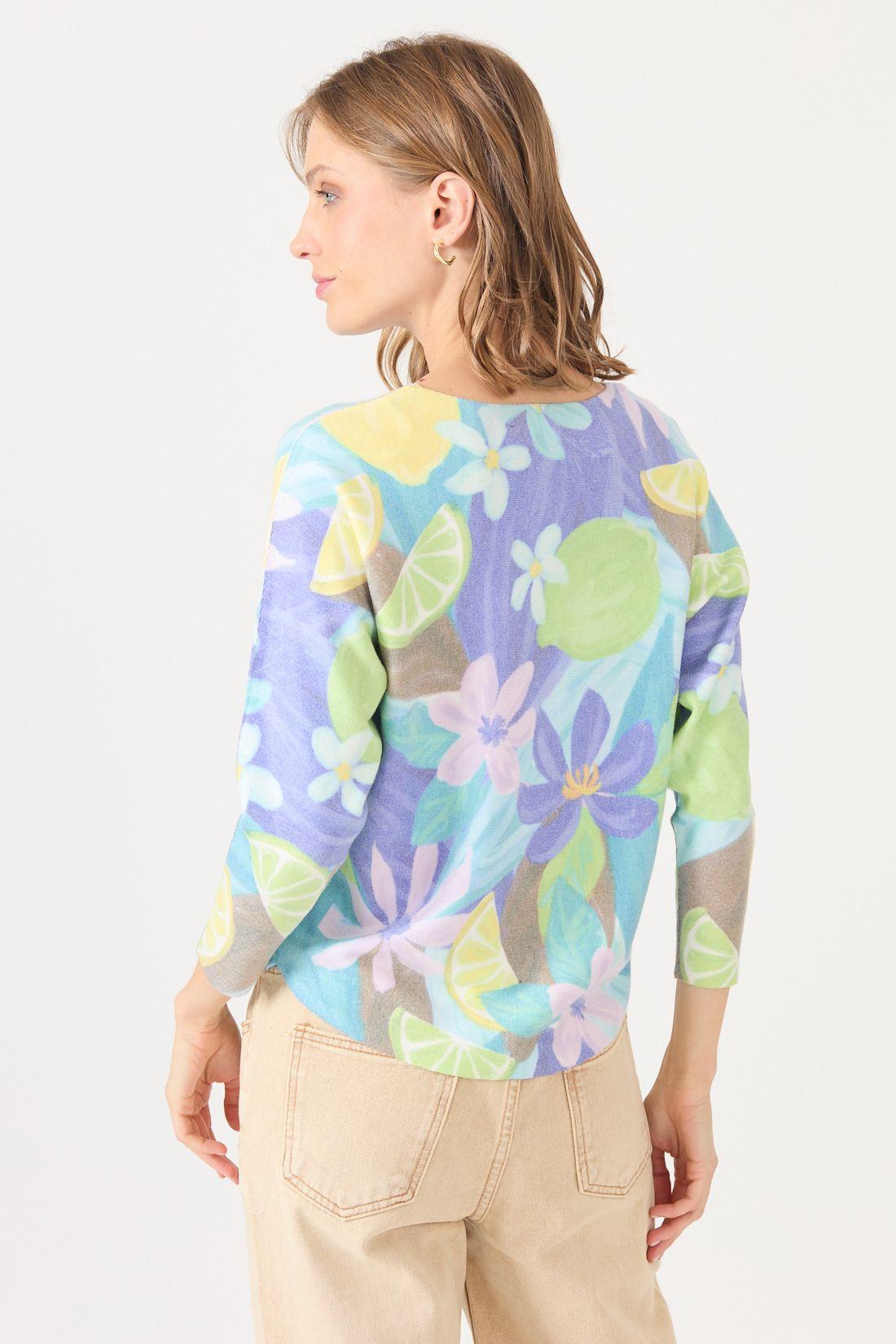 Sweater Estamplado Azul Cod 5414306-4