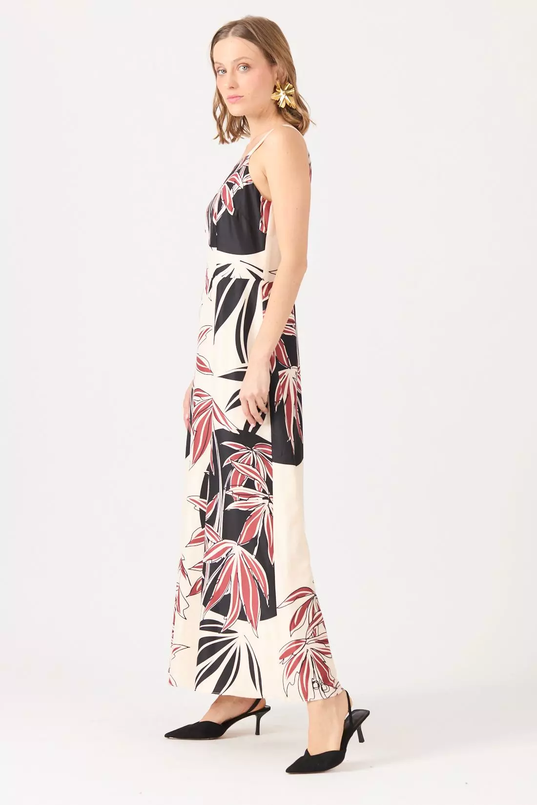 Vestido Estamplado Crema Cod 0702286-3