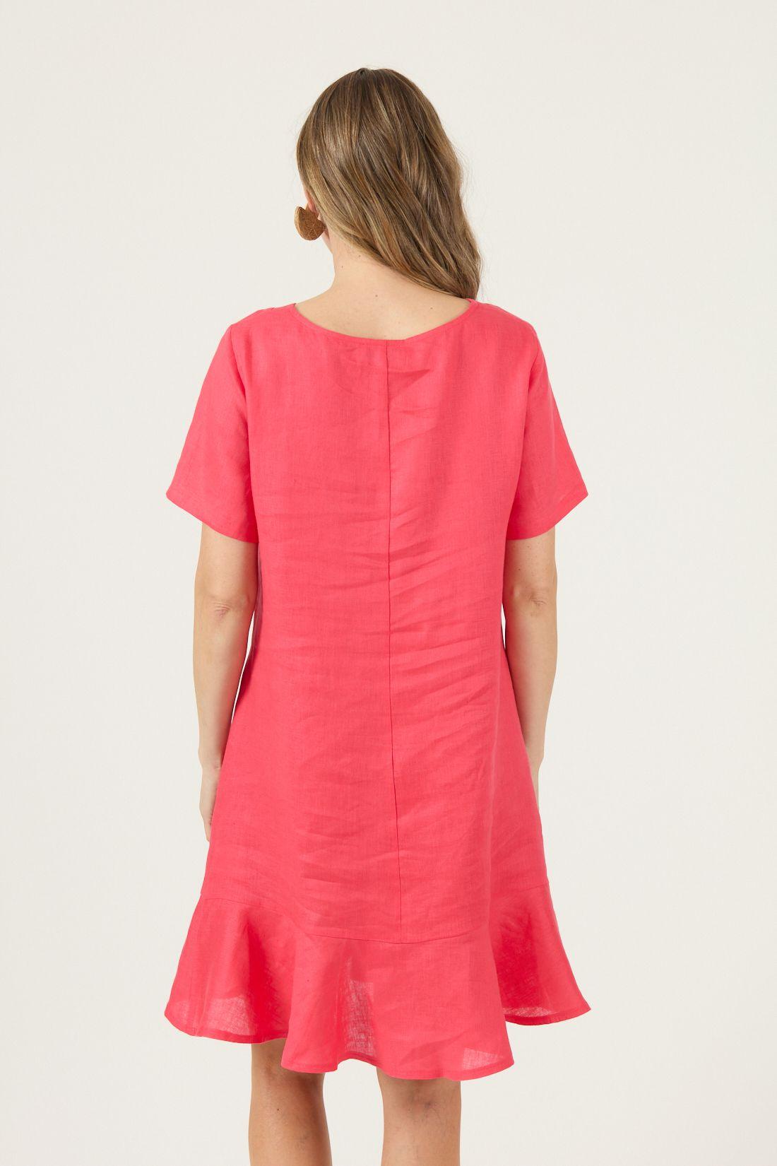 Vestido De Lino Rojo Cod 4005425-2
