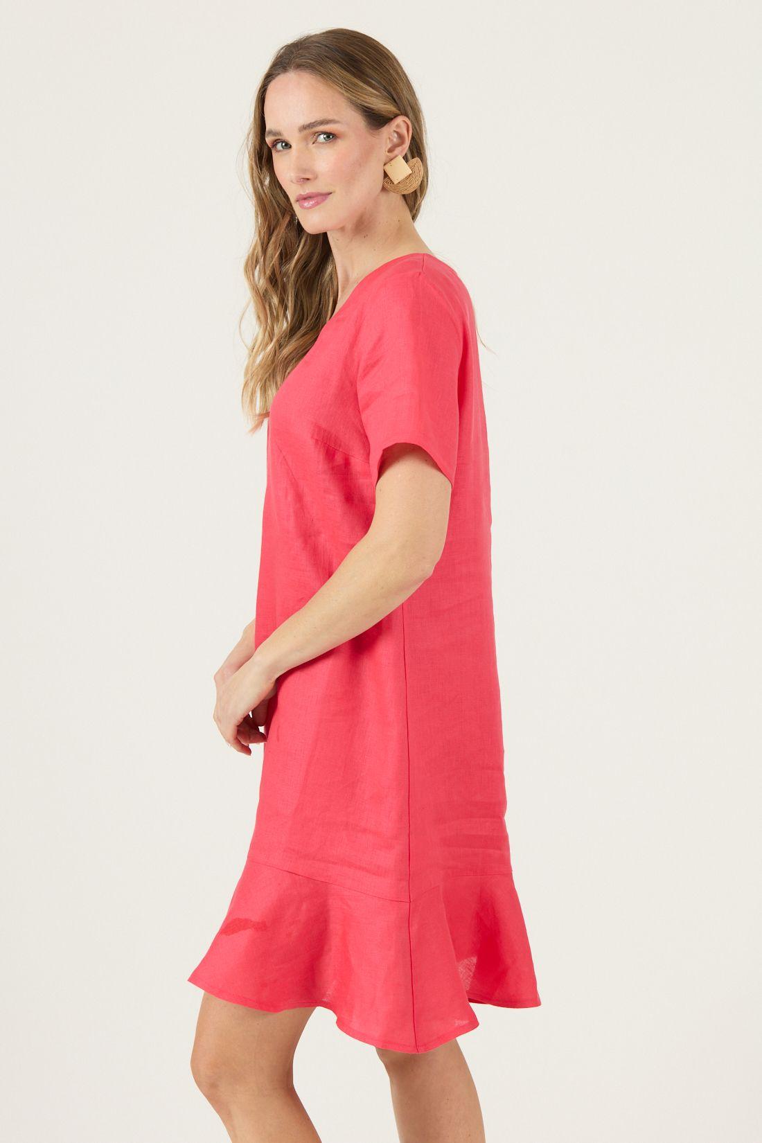 Vestido De Lino Rojo Cod 4005425-3