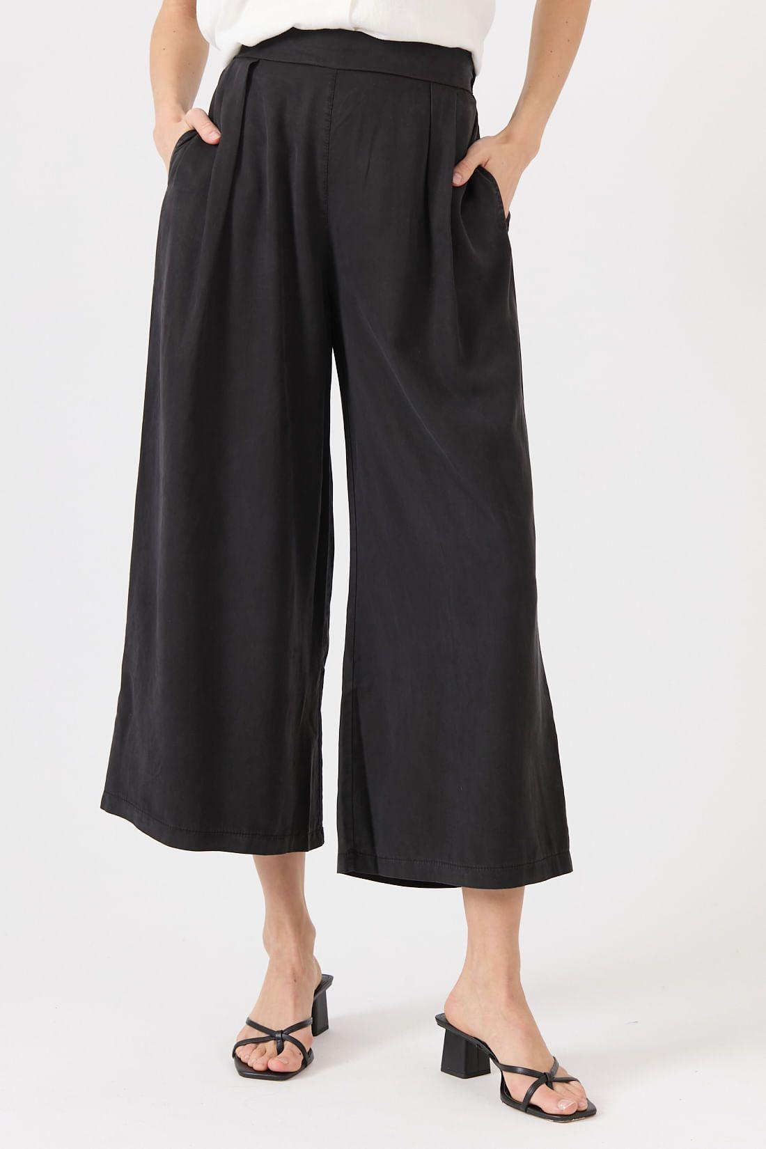 Pantalon de tencel wide leg negro 1427-1
