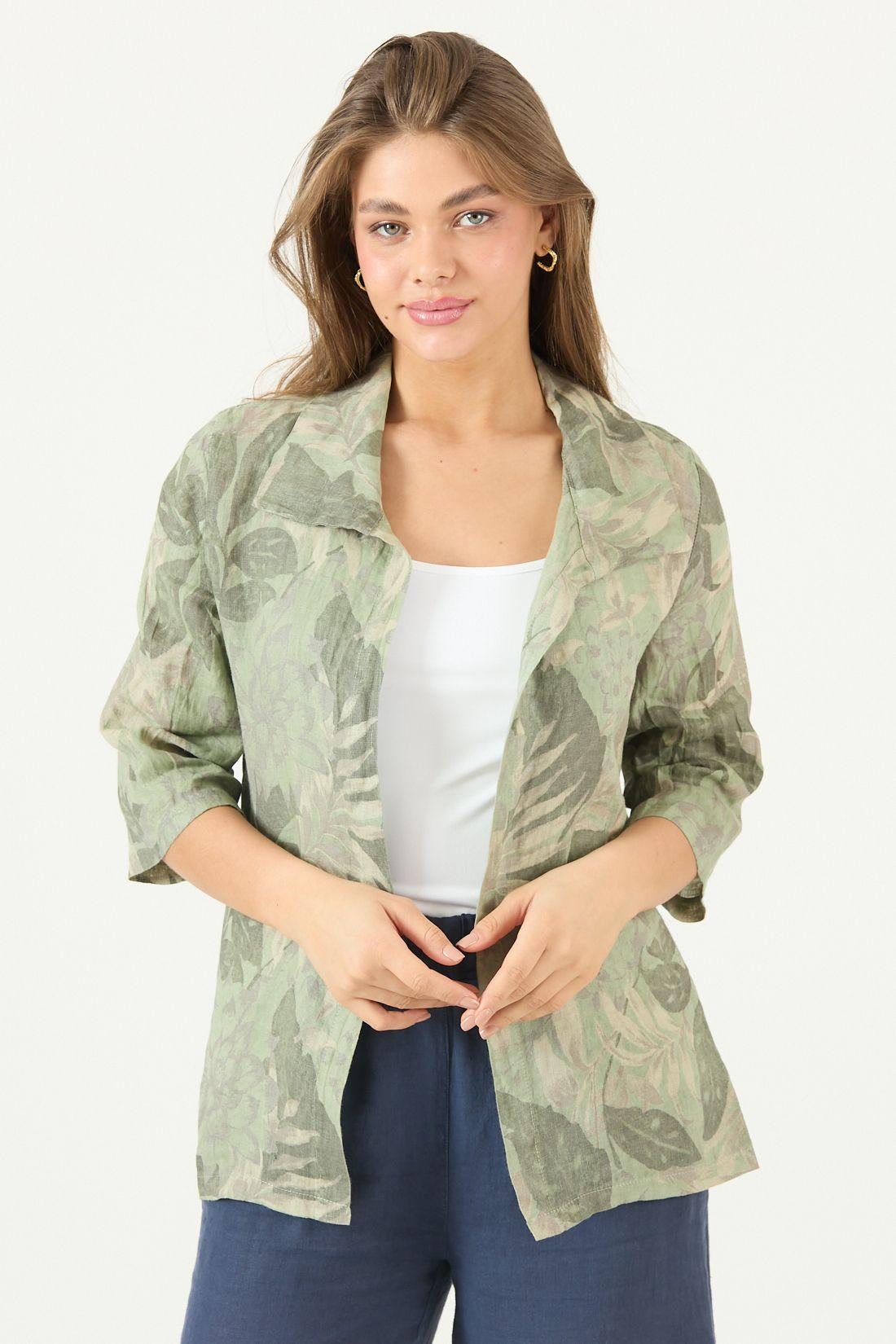 Tapado De Lino Estampado Verde Cod 1300975-2