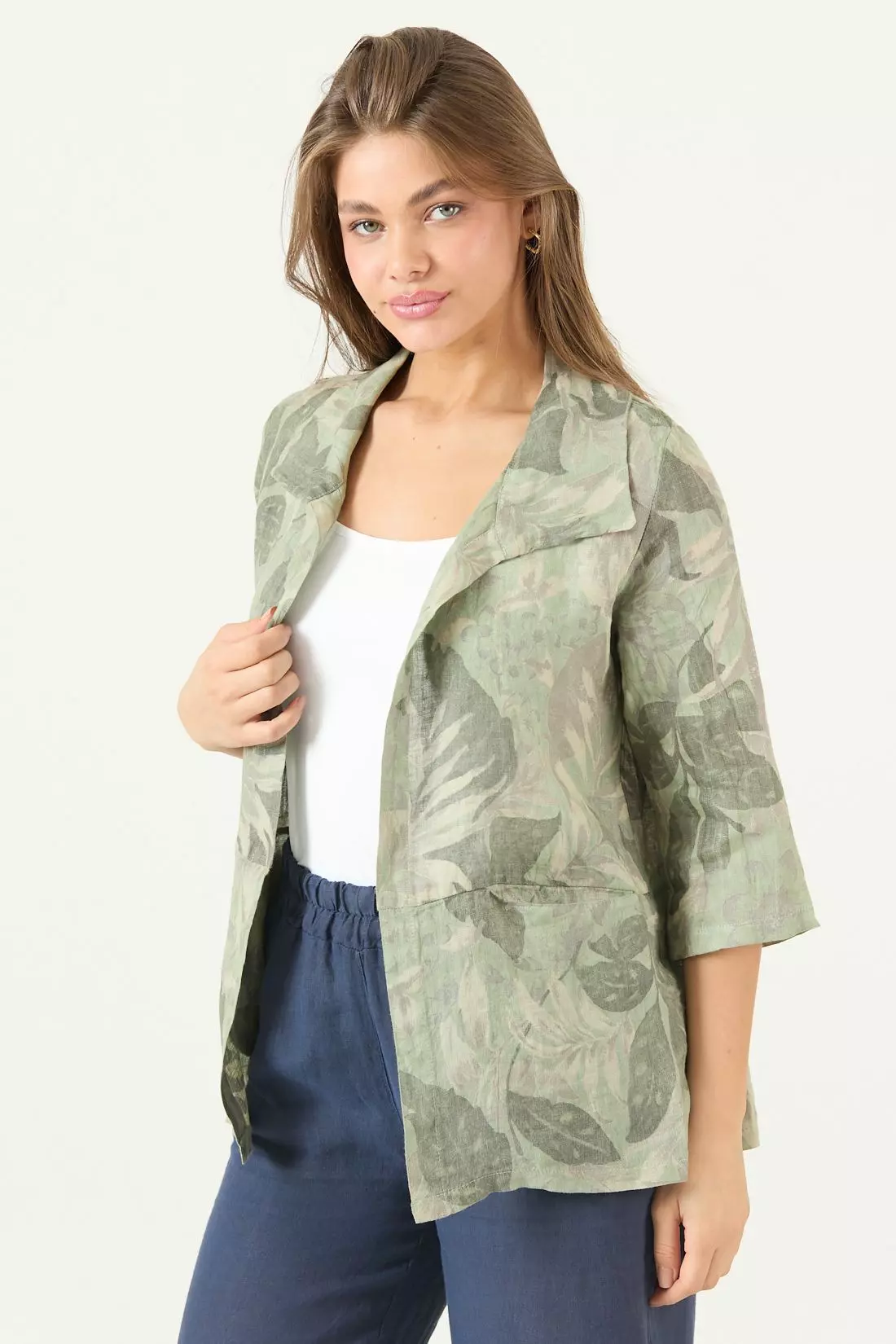 Tapado De Lino Estampado Verde Cod 1300975-3