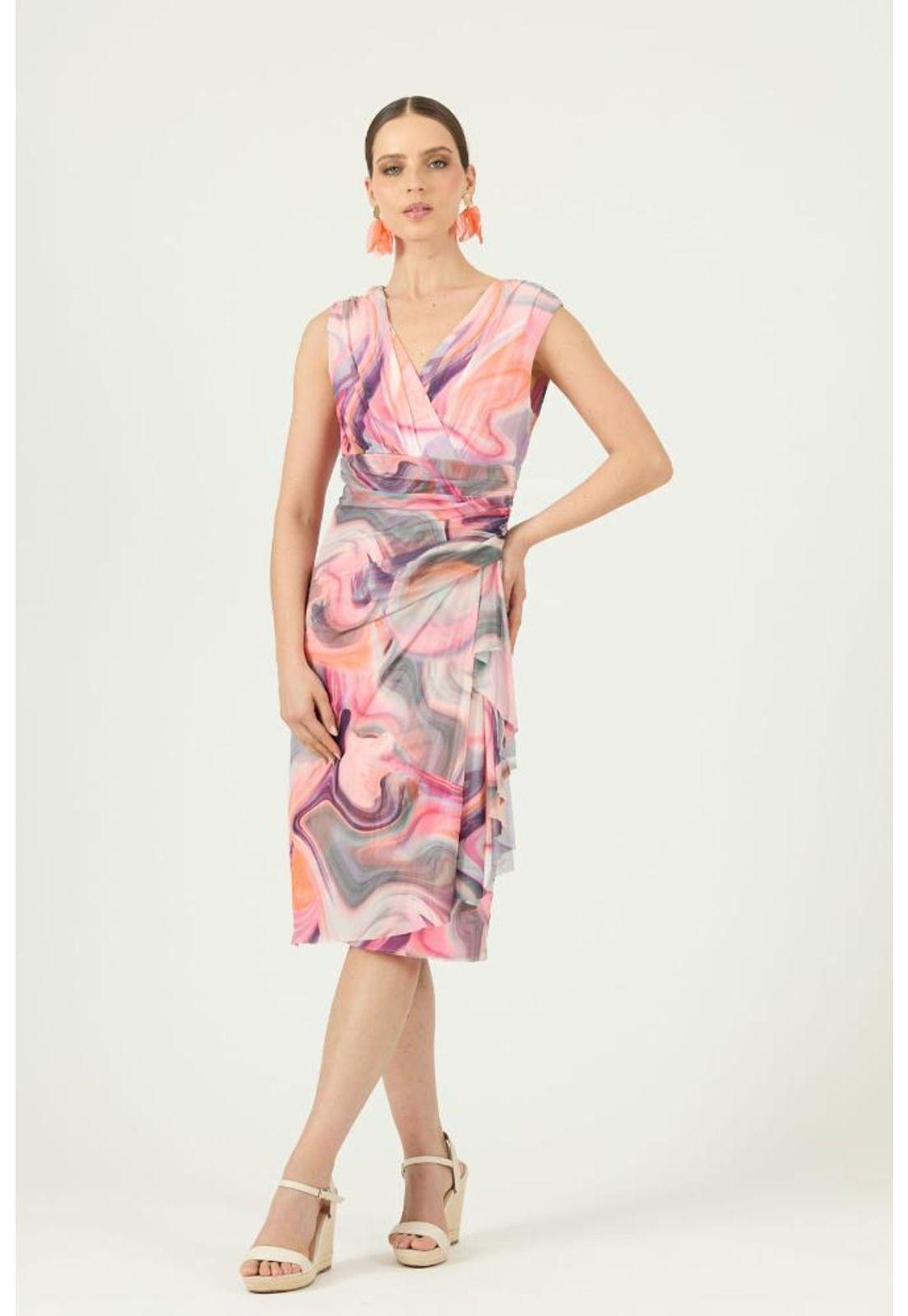 Vestido rosa estampado PRIVILEGE 1408-0