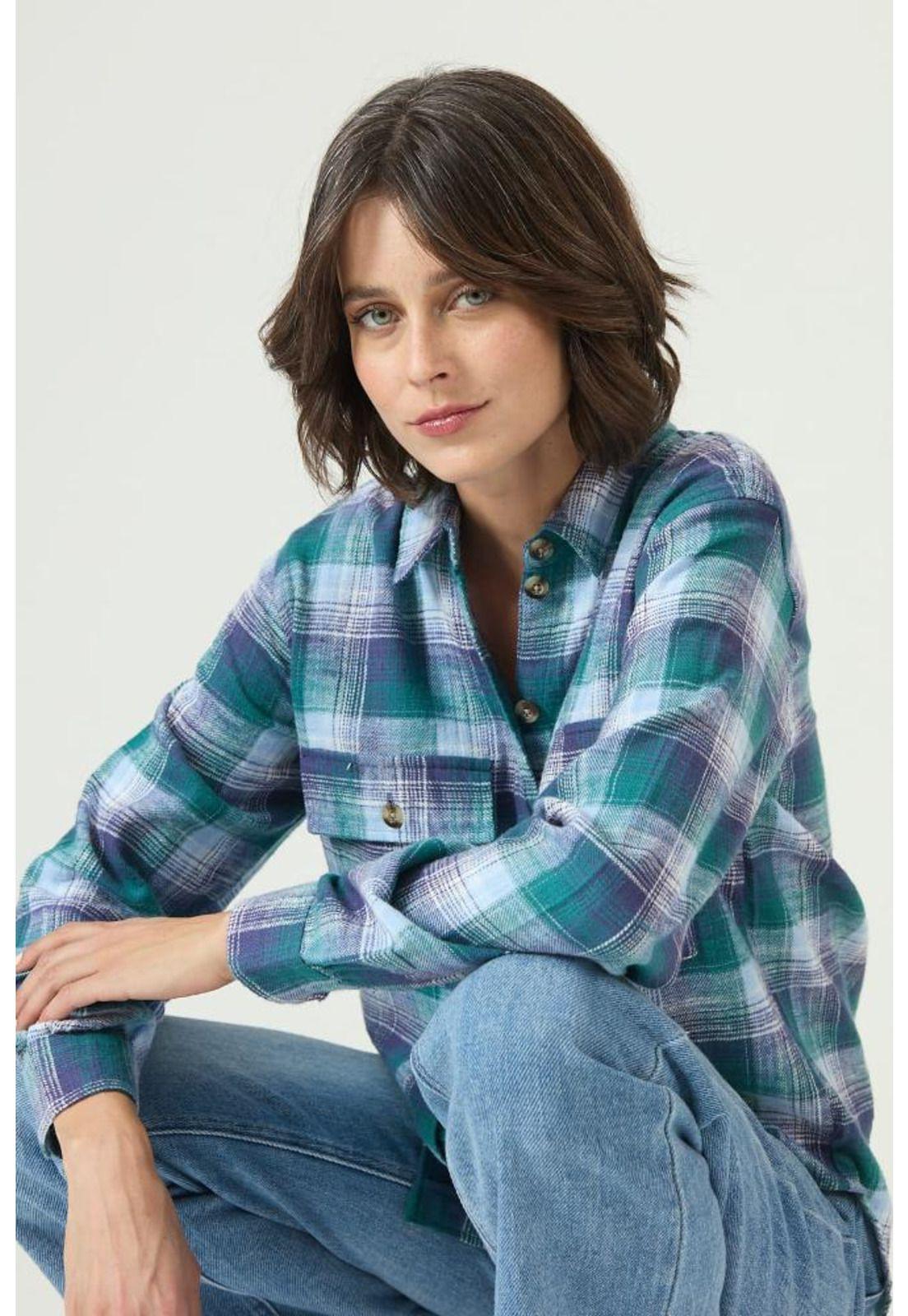 Blusa azul cuadros PRIVILEGE 2643-1