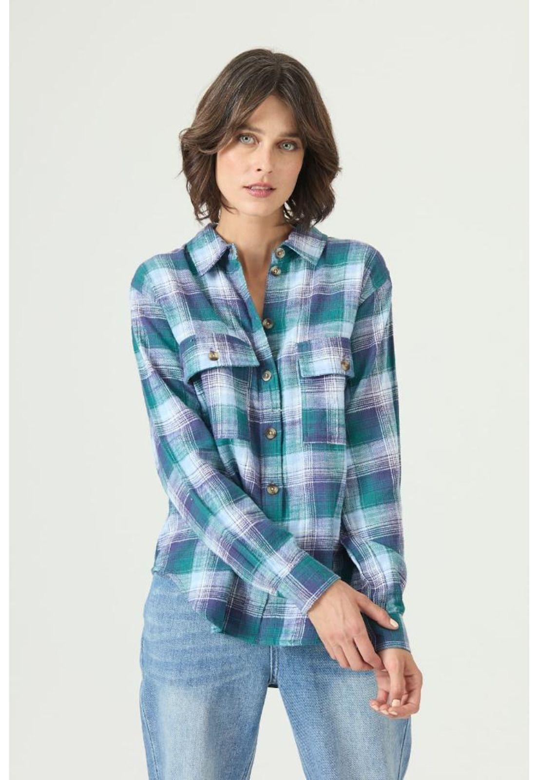 Blusa azul cuadros PRIVILEGE 2643-3