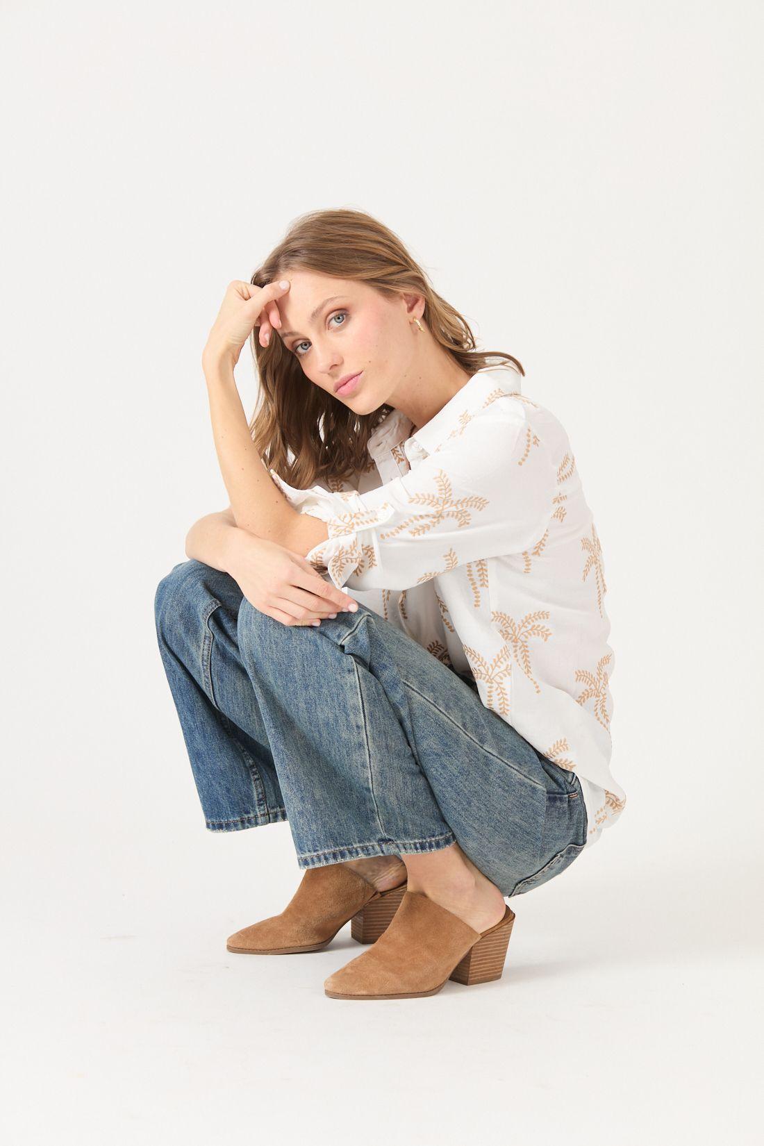 Blusa Con Bordados Blanca Cod 4520576-0