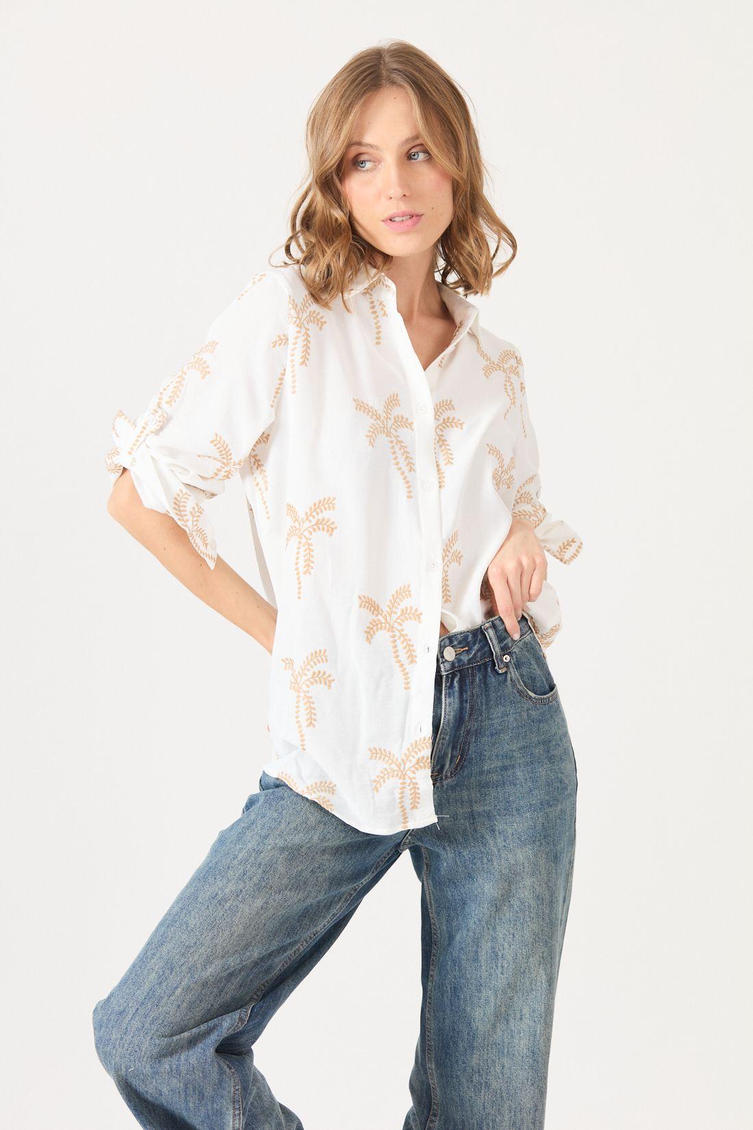 Blusa Con Bordados Blanca Cod 4520576-1