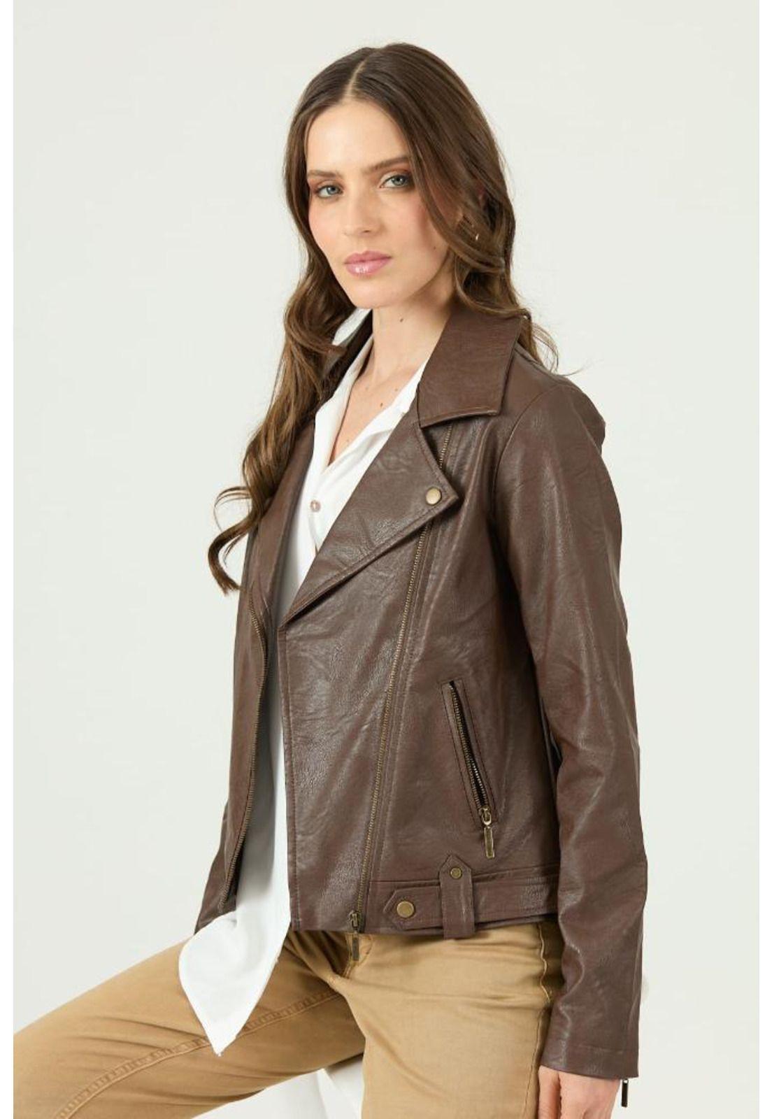 Chaqueta de ecocuero cafe PRIVILEGE-2