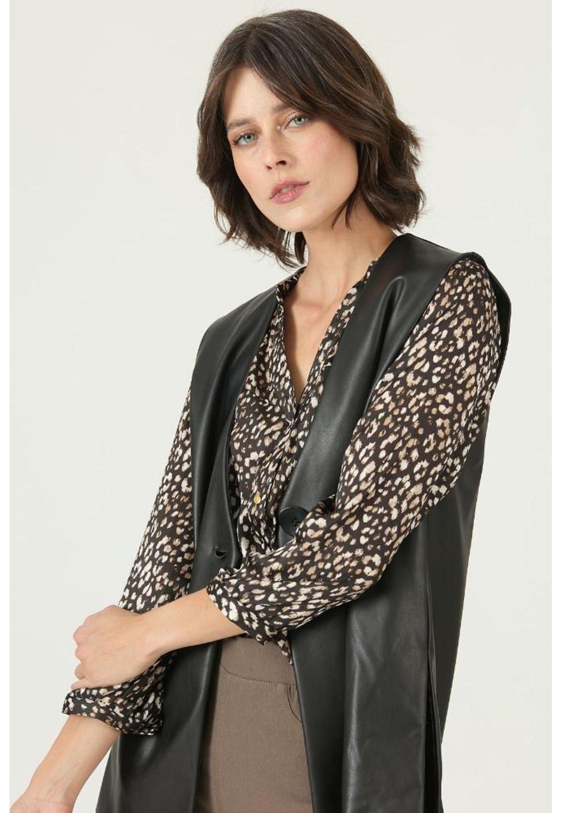 Blusa negra estampada PRIVILEGE 2636-0
