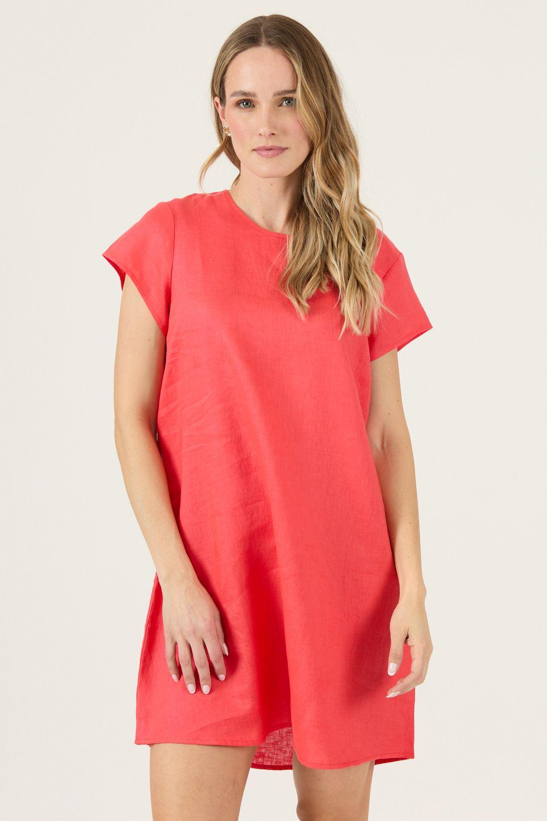 Vestido De Lino Coral Cod 4005305-2