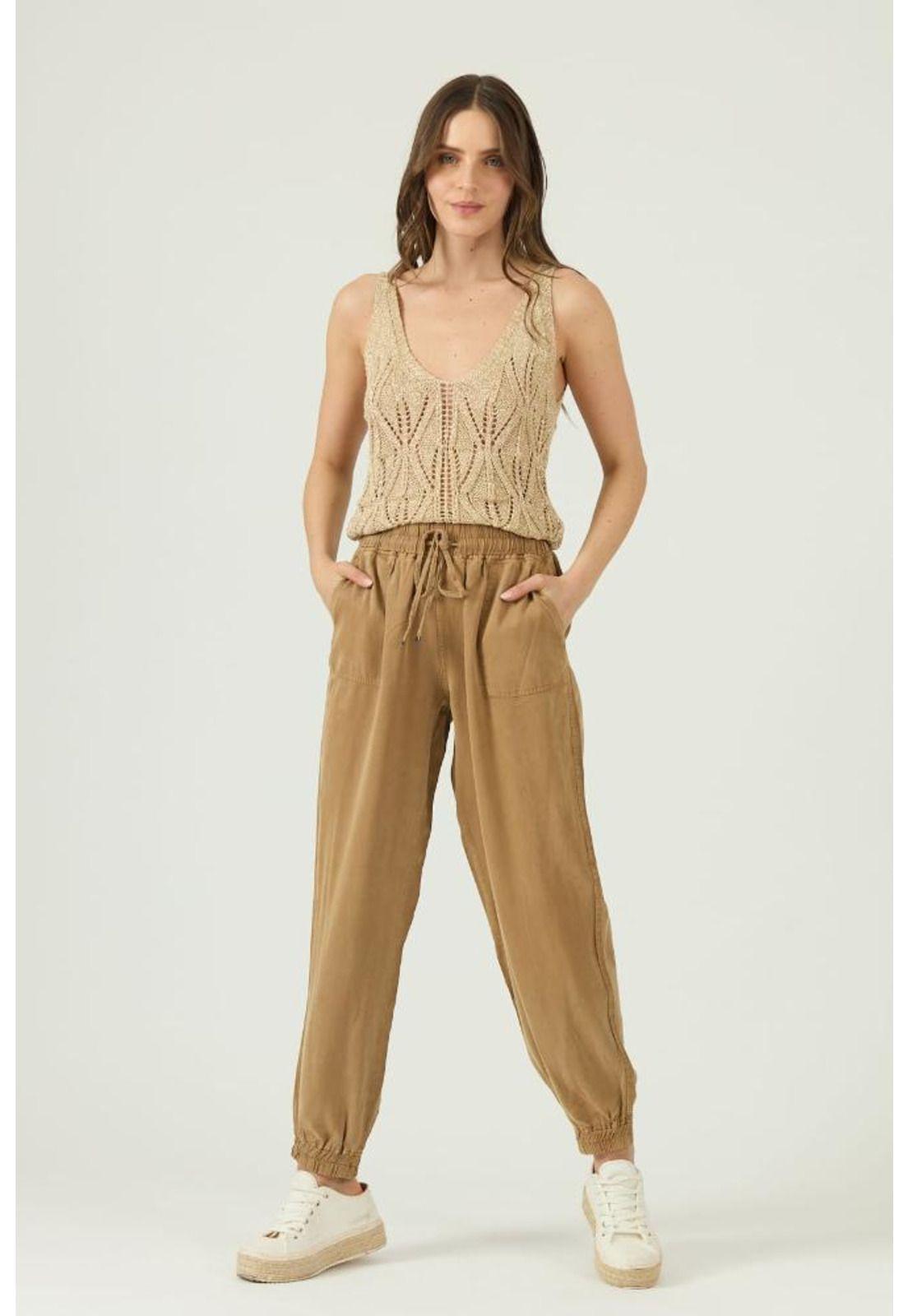 Pantalon de tencel jogger camel PRIVILEGE 1428-0