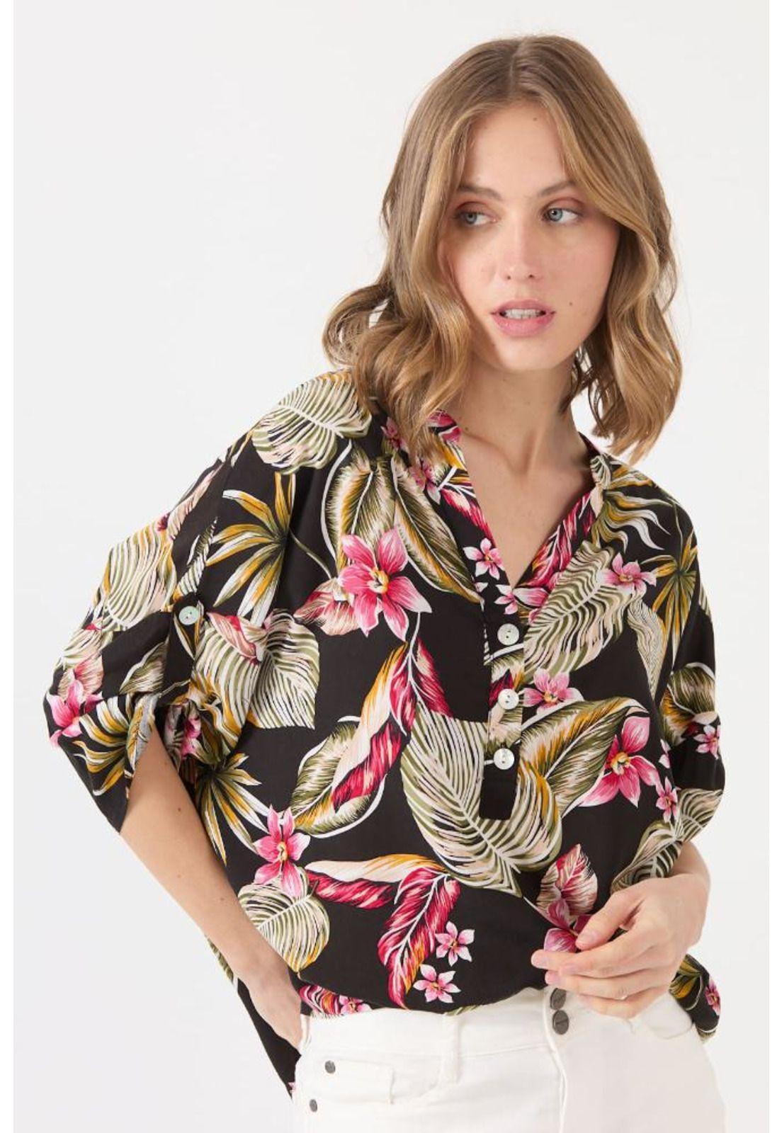 Blusa negra estampada PRIVILEGE 1601-0