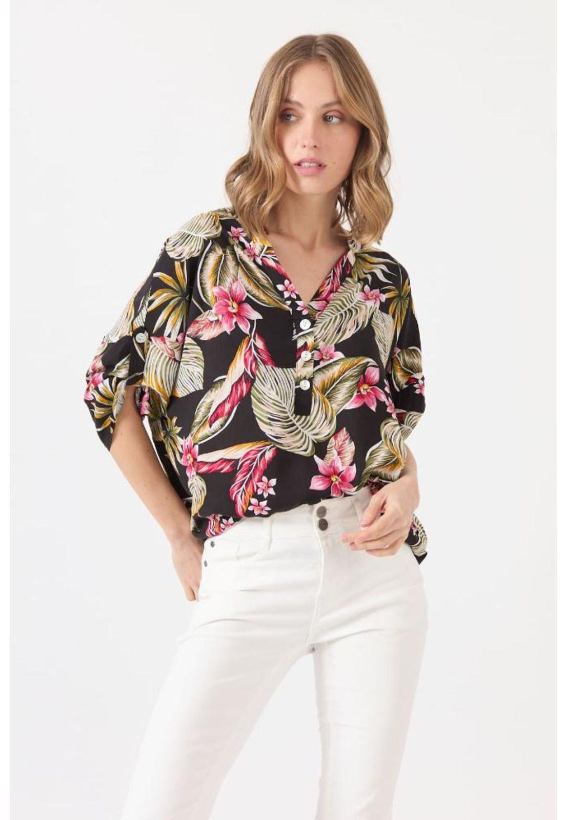 Blusa negra estampada PRIVILEGE 1601-1