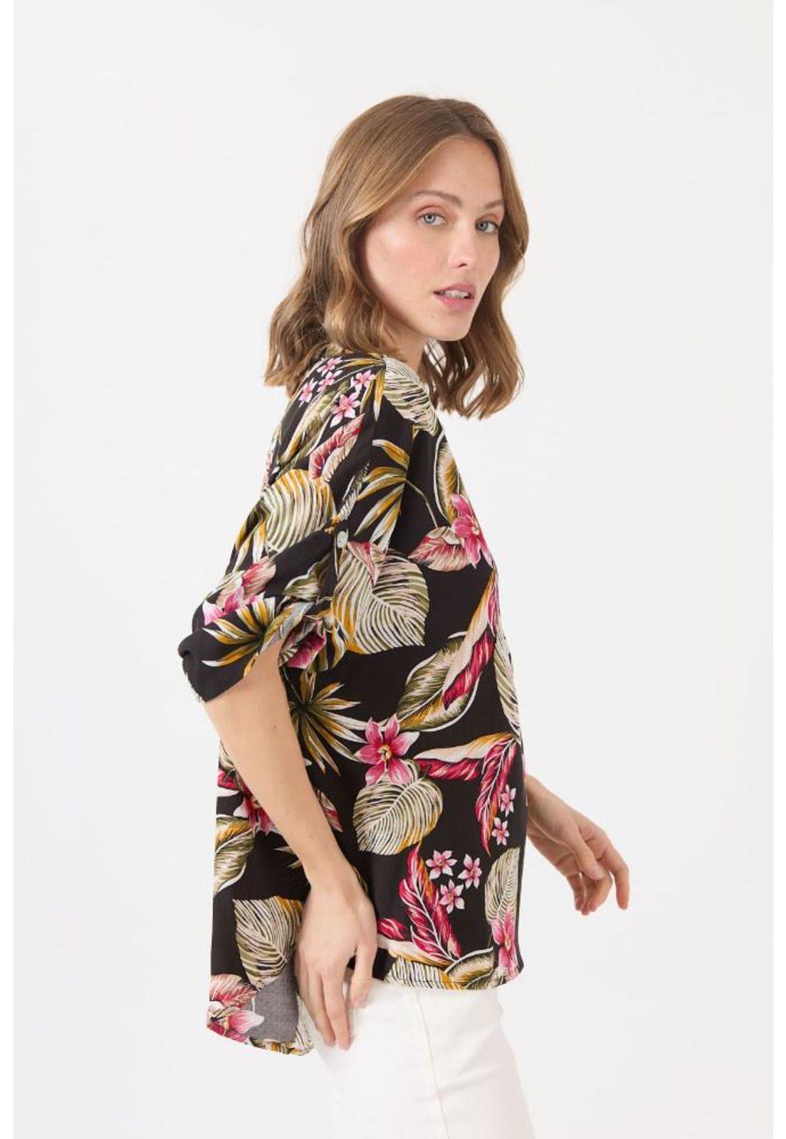 Blusa negra estampada PRIVILEGE 1601-3