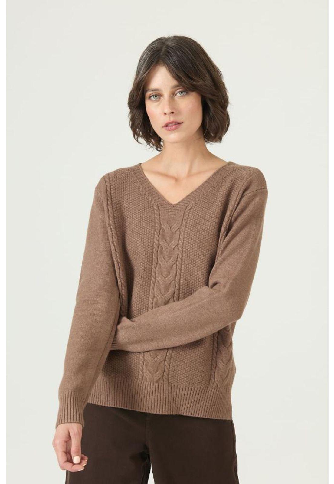 Sweater cafe moro trenzas PRIVILEGE 2676-2