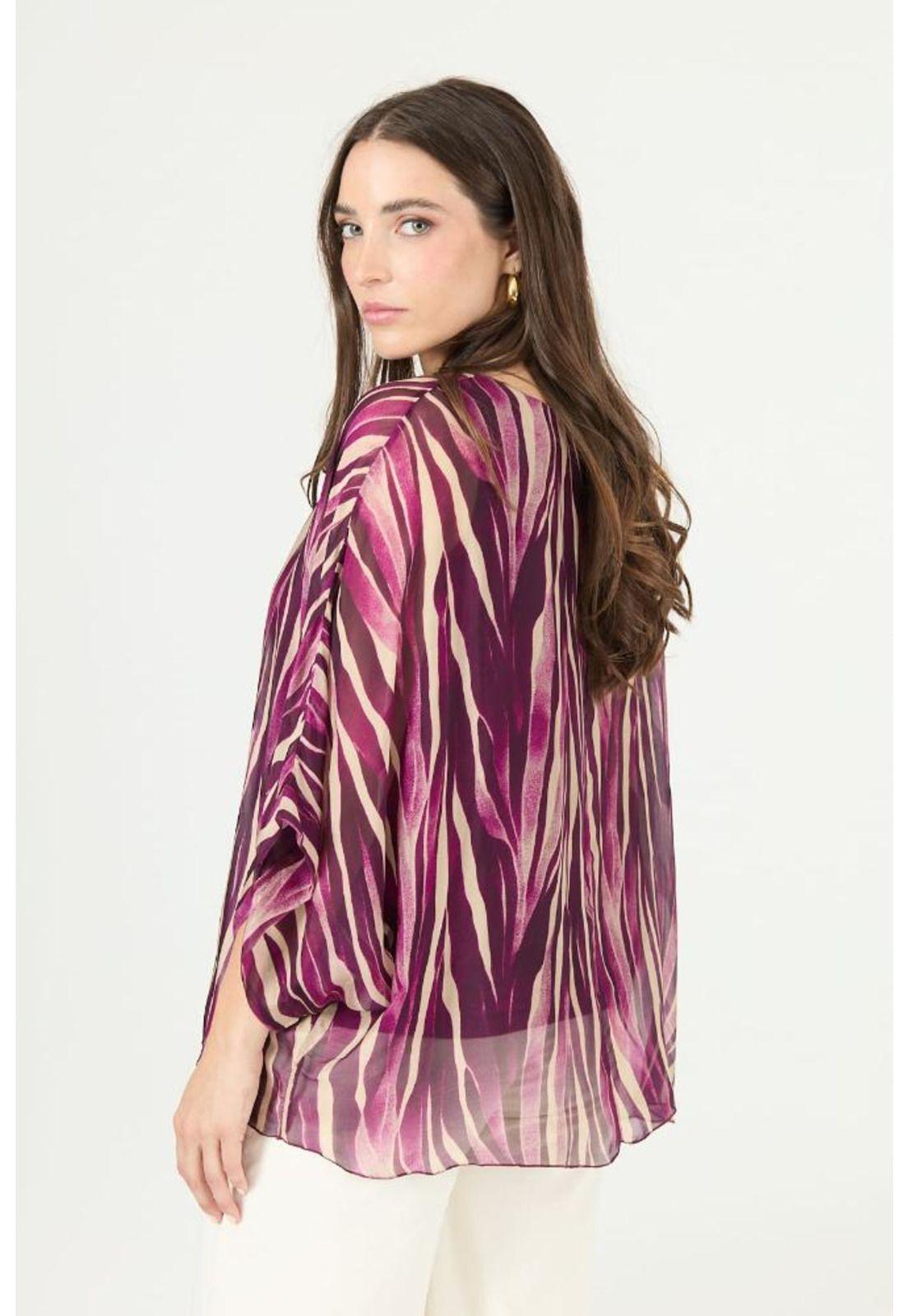 Blusa con seda morada estampada PRIVILEGE 2371-3