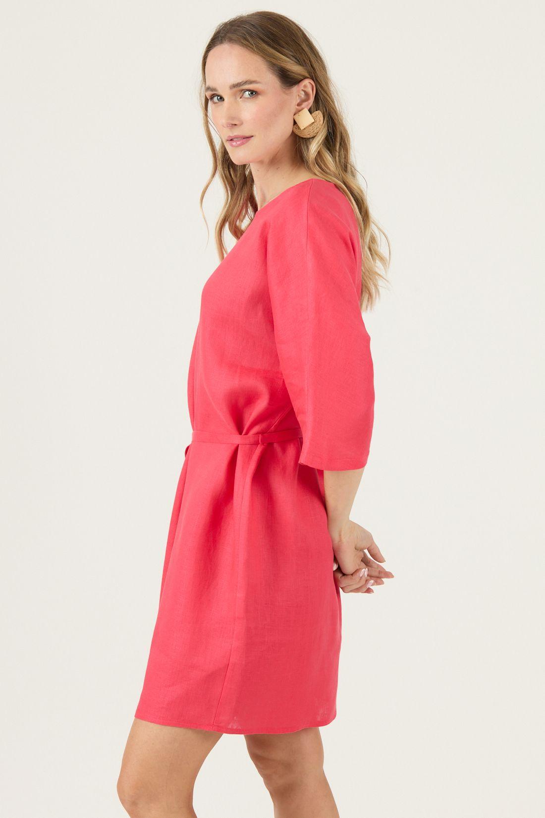 Vestido De Lino Rojo Cod 4005445-2