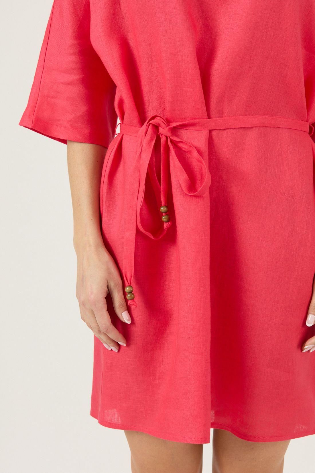 Vestido De Lino Rojo Cod 4005445-3