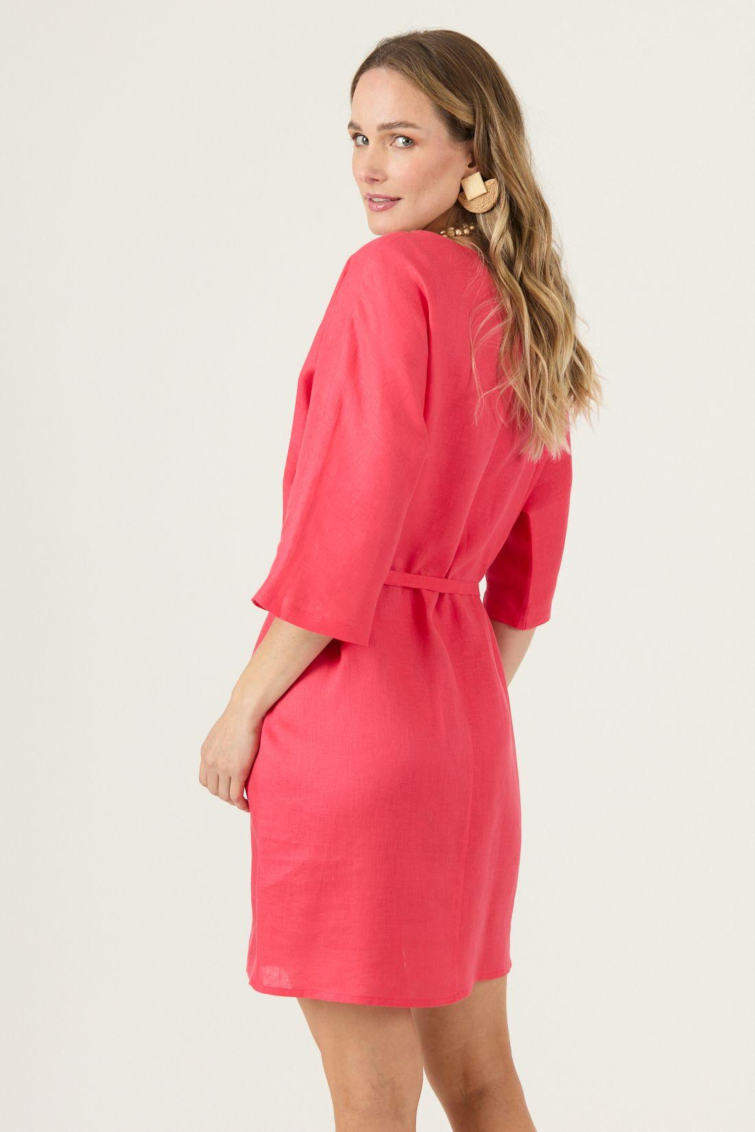Vestido De Lino Rojo Cod 4005445-4