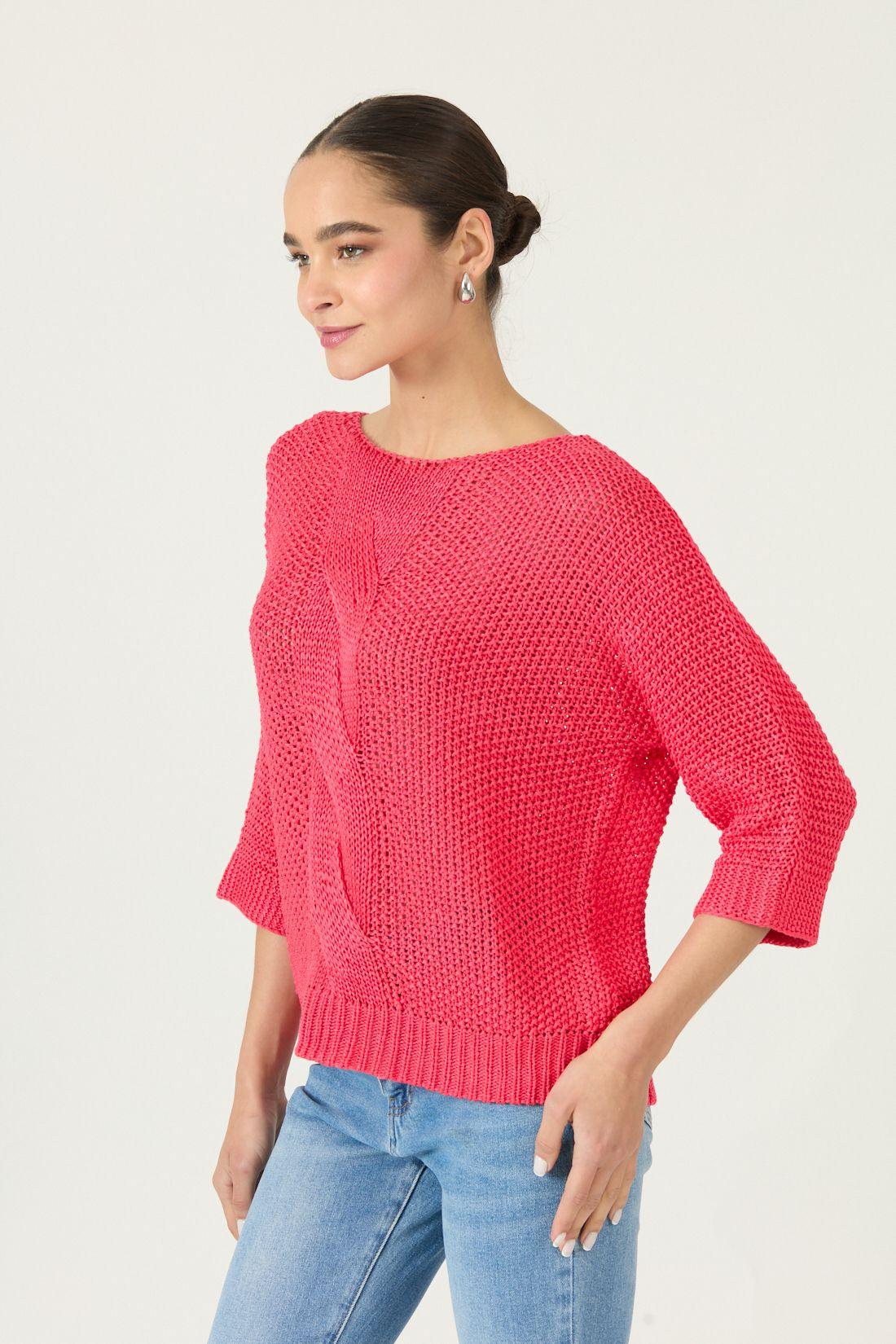 Sweater Fucsia Trenzas Cod 5406325-2
