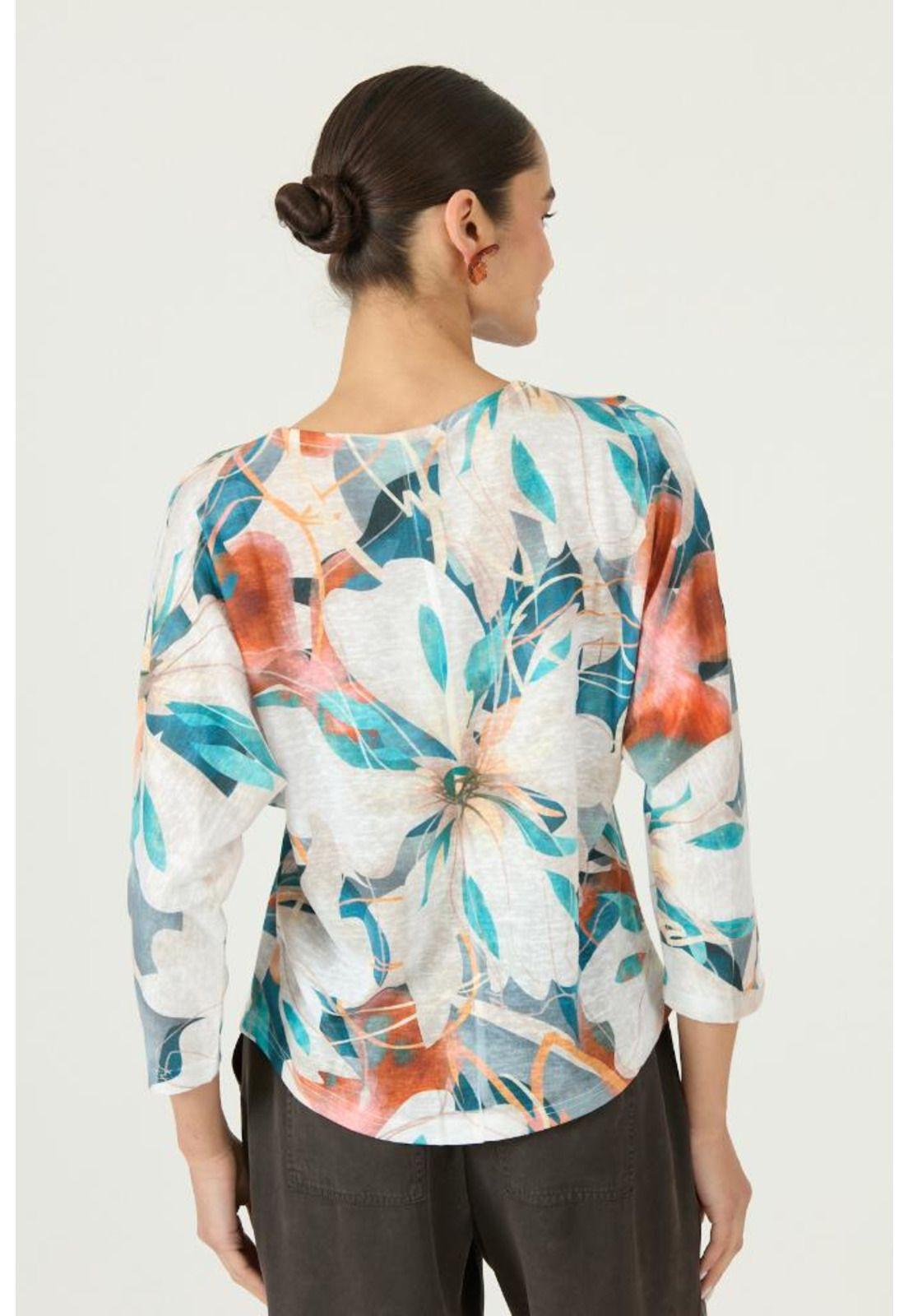 Polera turquesa flores PRIVILEGE 2868-4
