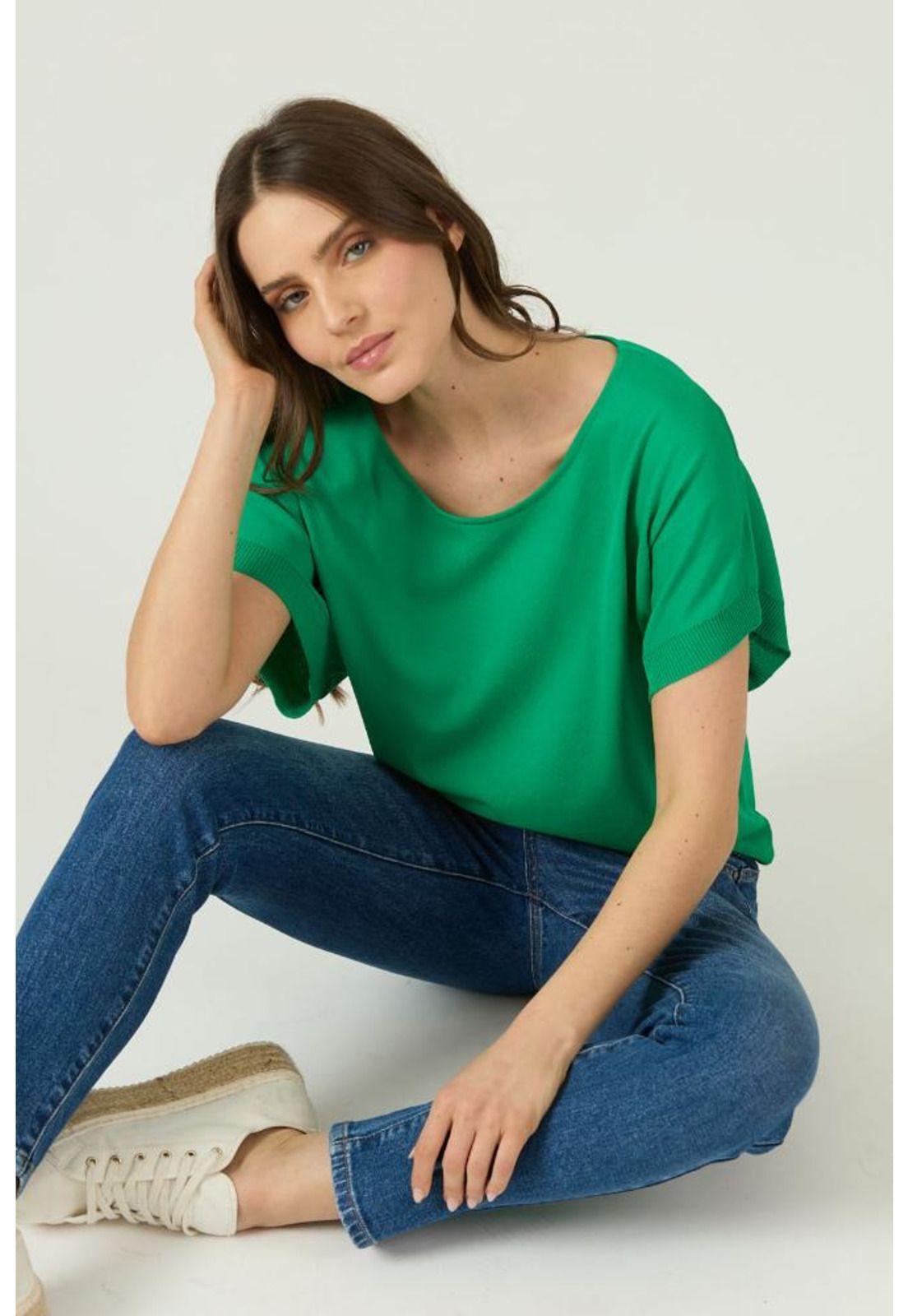 Sweater verde manga corta PRIVILEGE-0