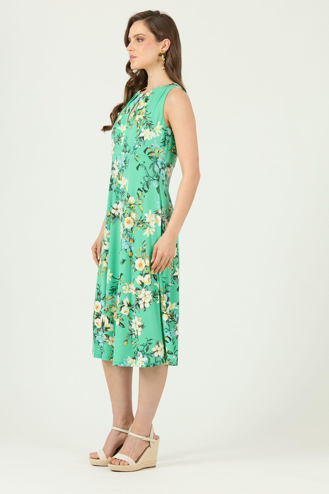 Vestido verde flores 616-2