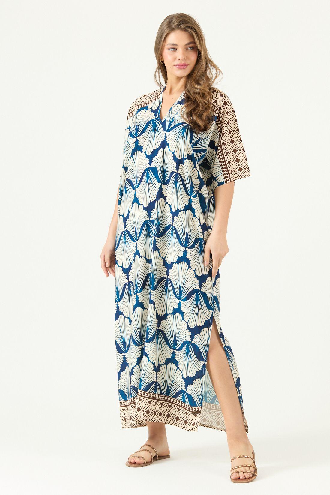 Vestido Estampado Azul Cod 4005635-2