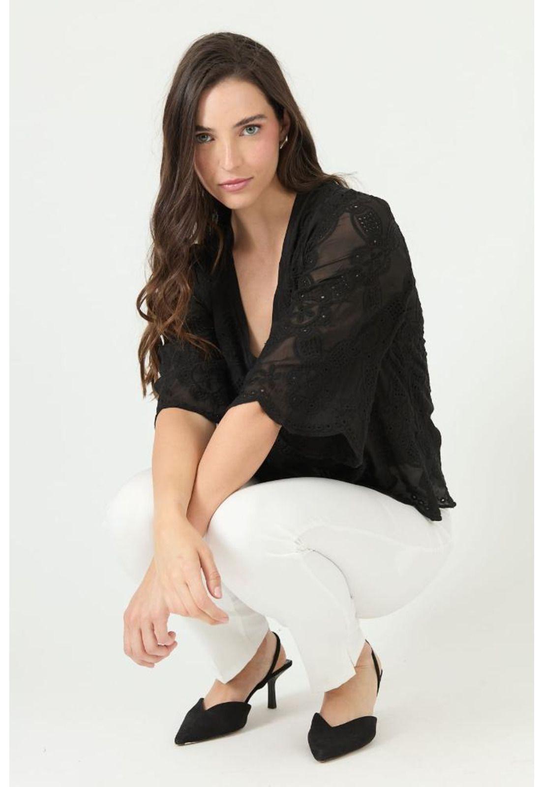 Blusa con seda negra PRIVILEGE 2382-0