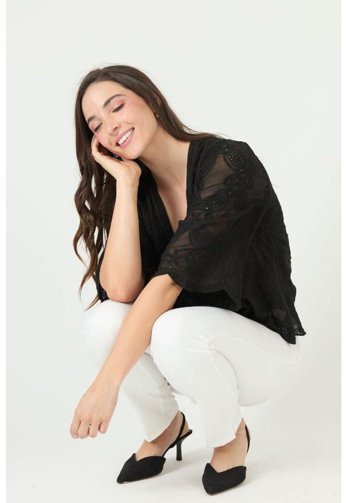 Blusa con seda negra PRIVILEGE 2382-1