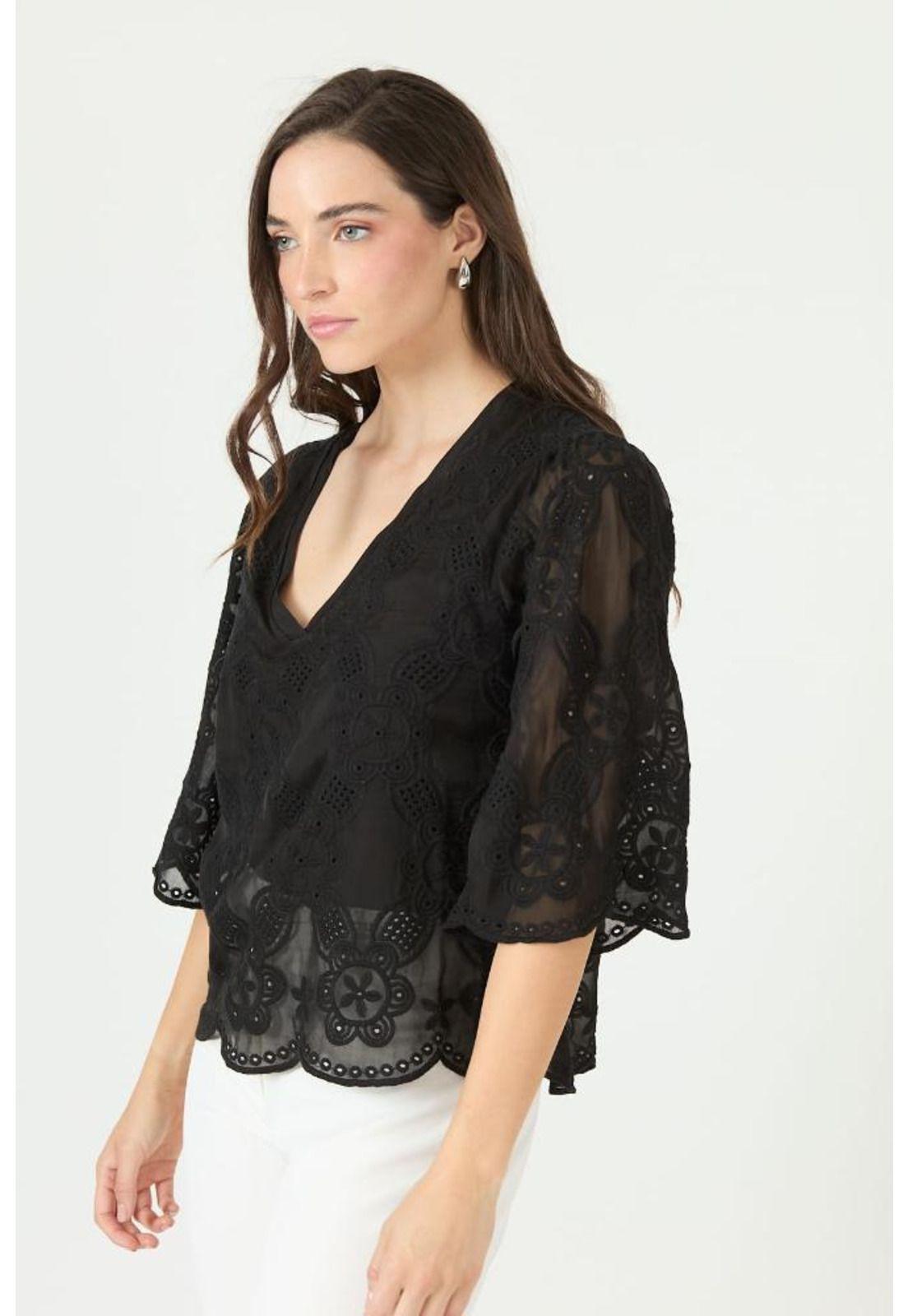 Blusa con seda negra PRIVILEGE 2382-3
