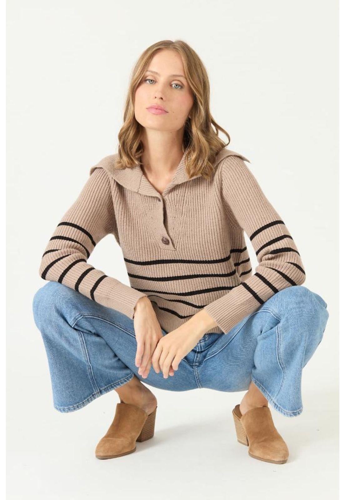 Sweater beige rayas PRIVILEGE 2695-3