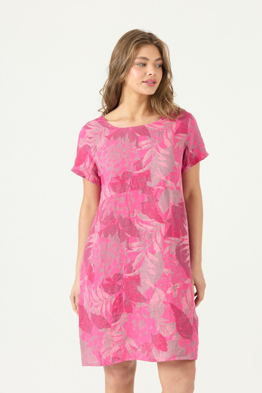 Vestido De Lino Estampado Fucsia Cod 4005805-2