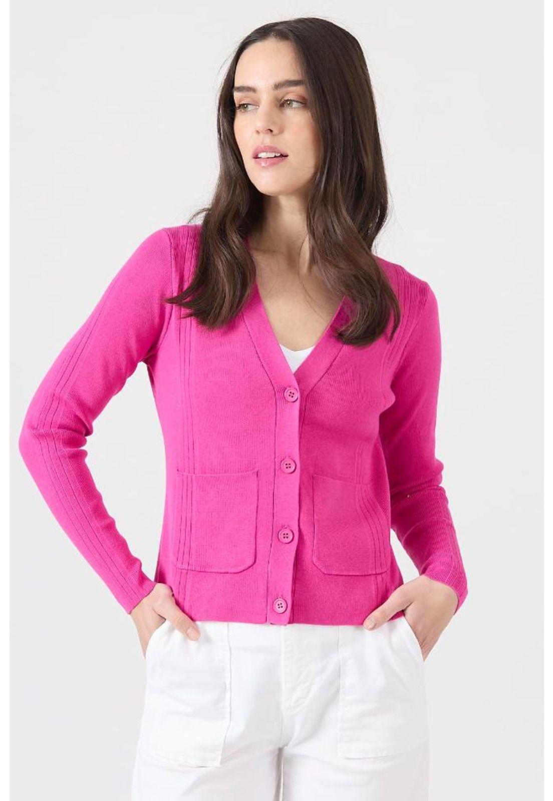Cardigan fucsia manga larga PRIVILEGE-0