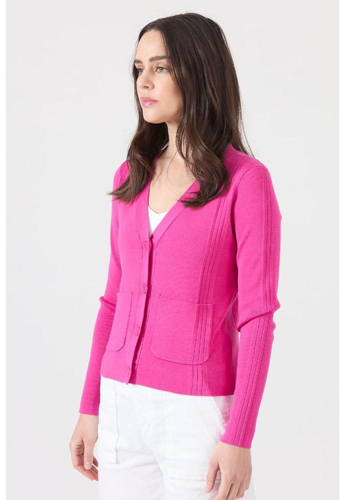 Cardigan fucsia manga larga PRIVILEGE-1