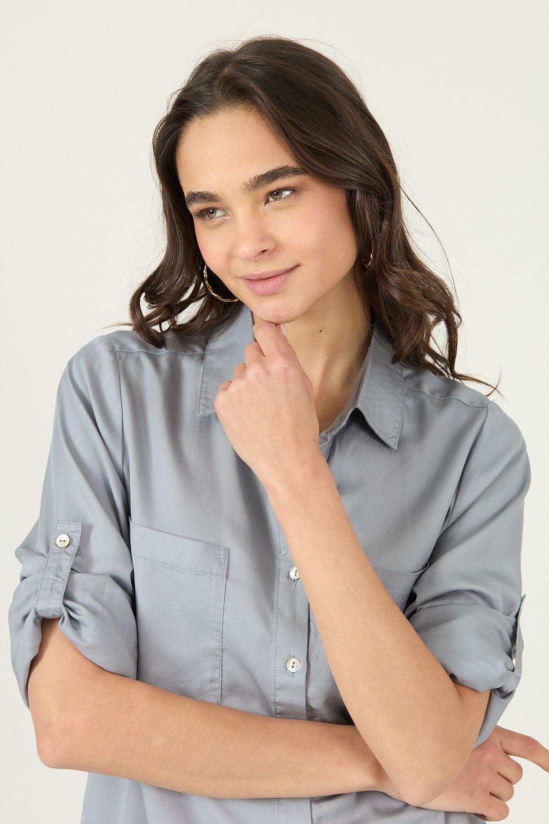 Blusa De Lyocell Celeste Cod 4516315-1
