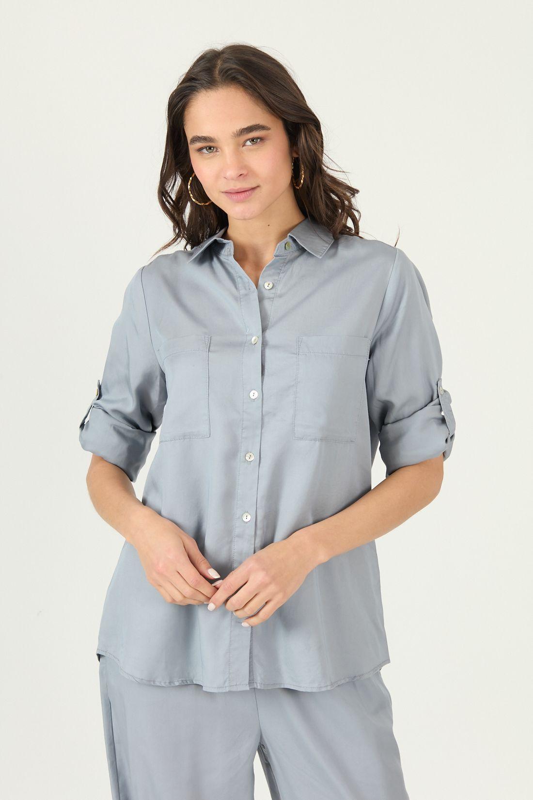 Blusa De Lyocell Celeste Cod 4516315-2