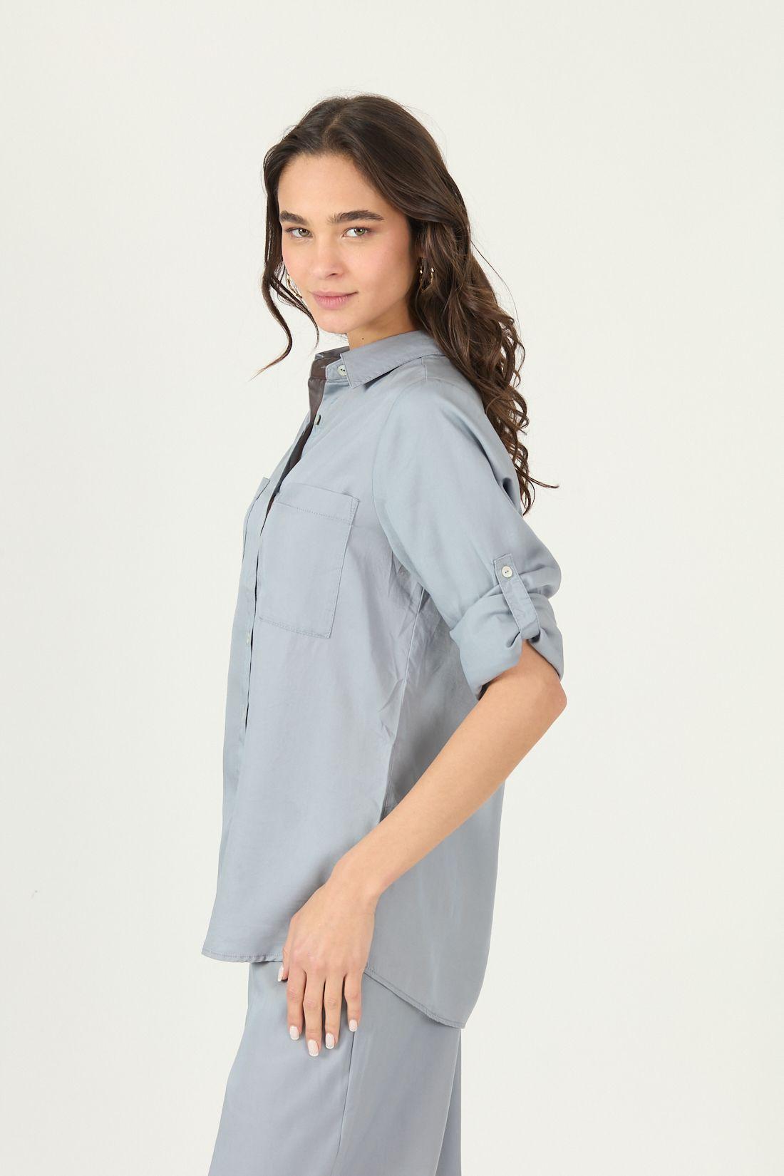 Blusa De Lyocell Celeste Cod 4516315-3