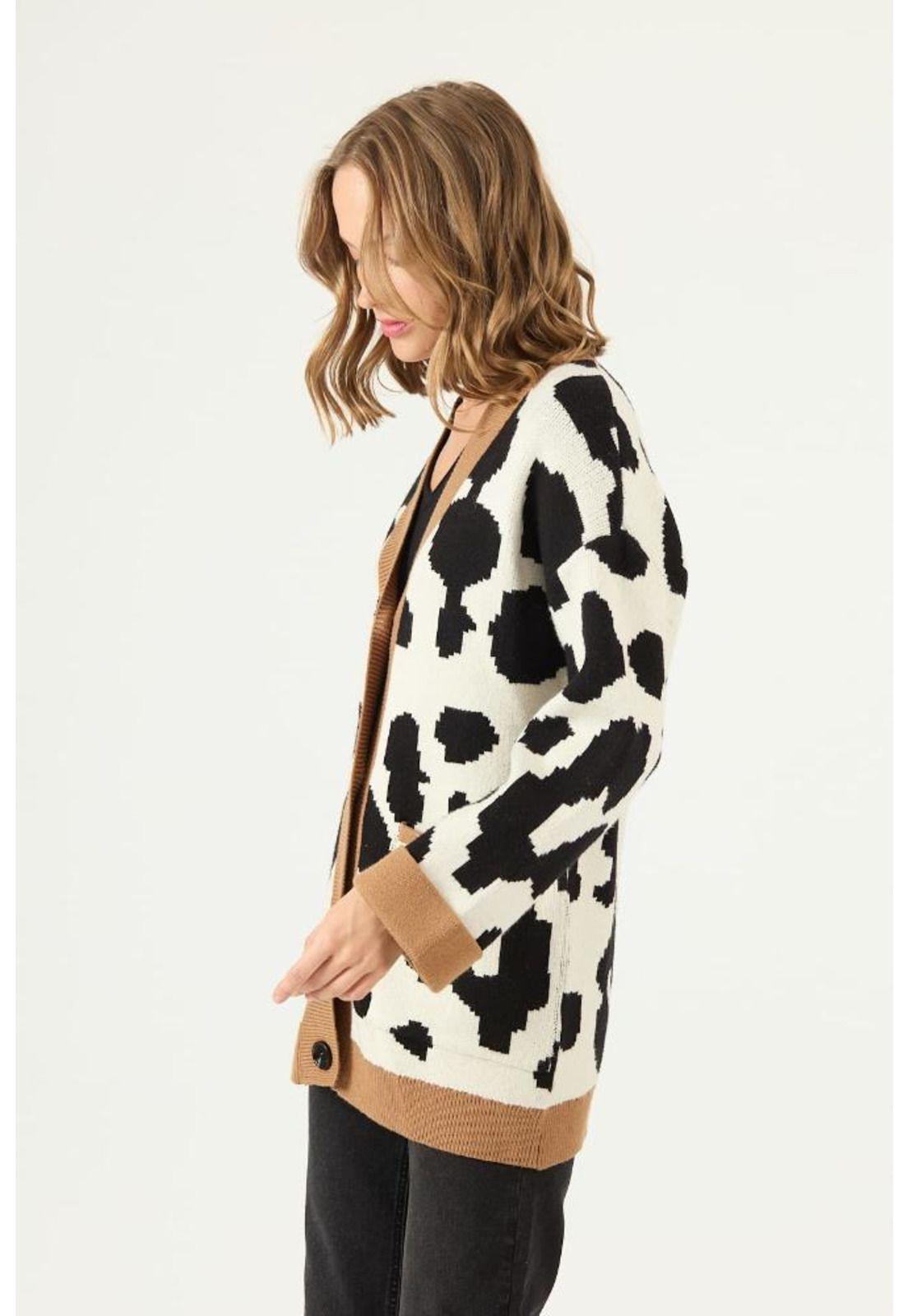 Cardigan crudo animal print PRIVILEGE 2212-3