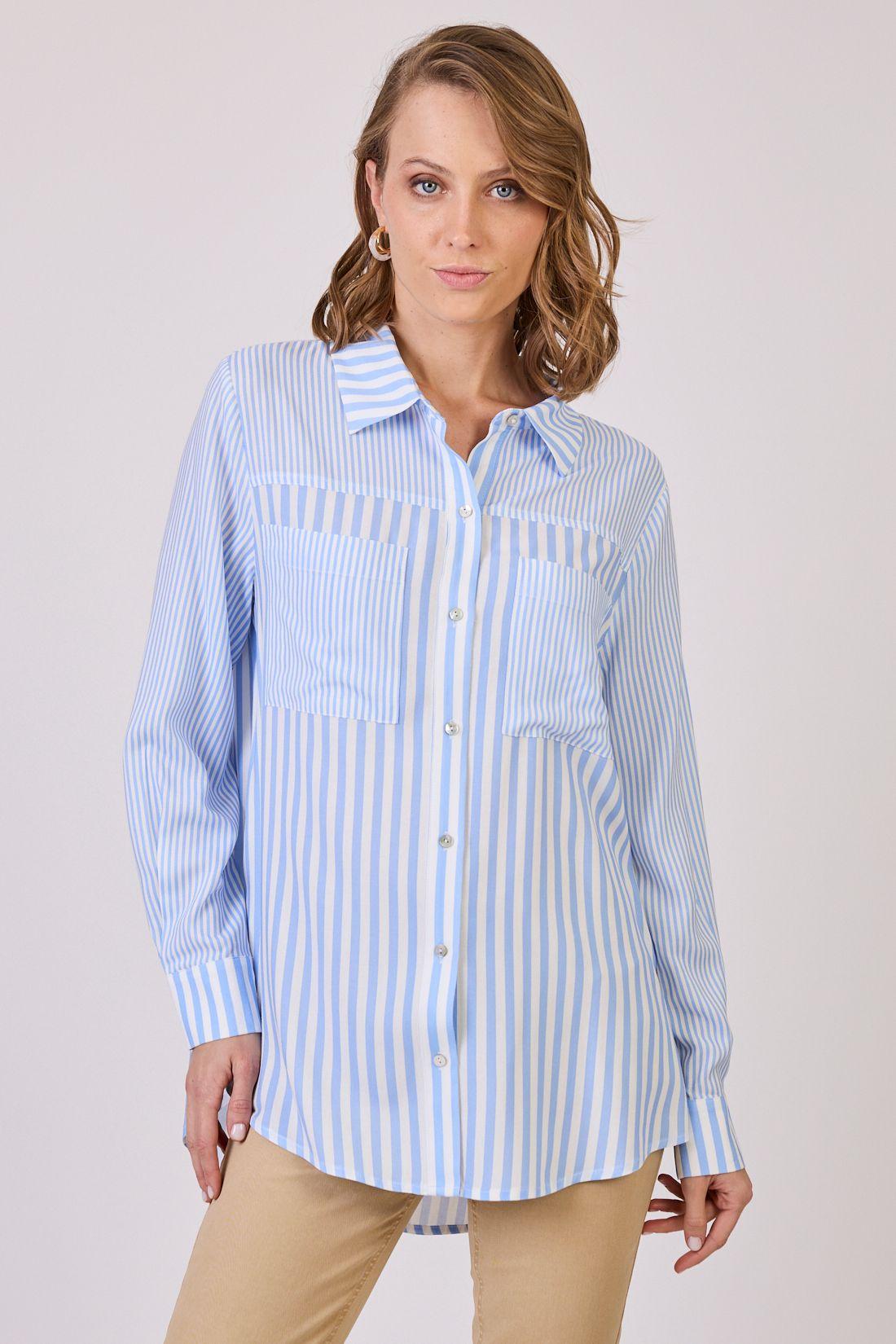 Blusa Con Rayas Celeste Cod 4520846-1