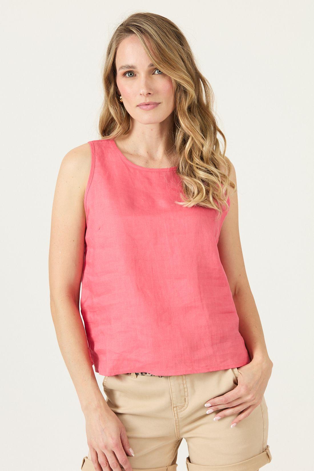 Blusa De Lino Rosa Cod 4517365-2