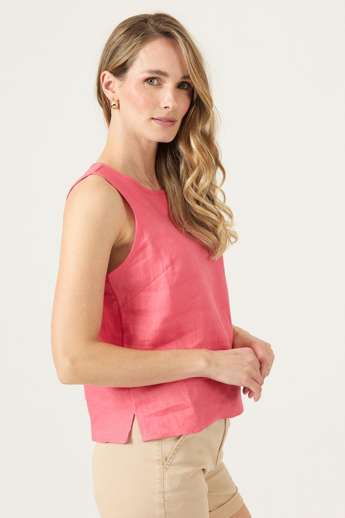 Blusa De Lino Rosa Cod 4517365-3